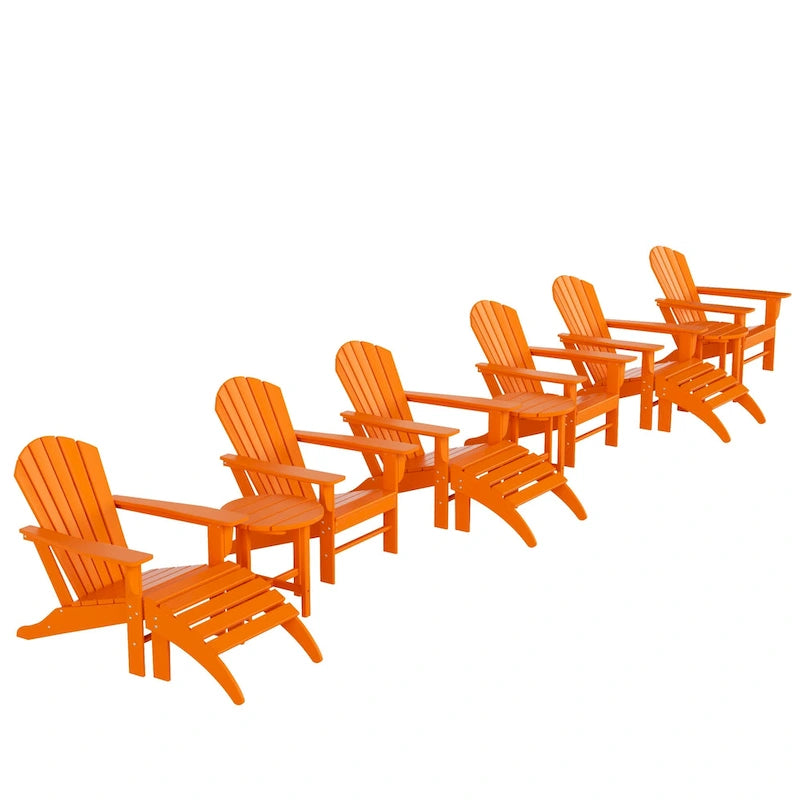 Fauteuil Adirondack Polytrends Altura 12 pièces en polyéthylène résistant aux intempéries avec repose-pieds et table d'appoint