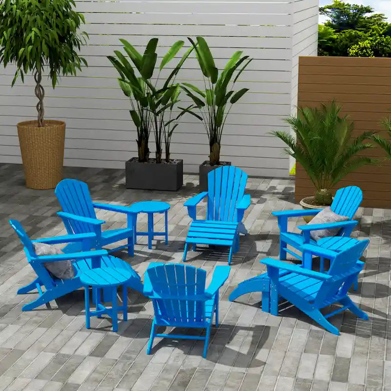 Fauteuil Adirondack Polytrends Altura 12 pièces en polyéthylène résistant aux intempéries avec repose-pieds et table d'appoint