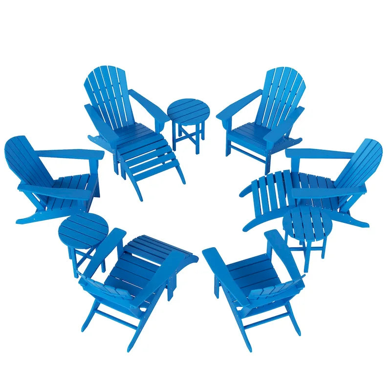Fauteuil Adirondack Polytrends Altura 12 pièces en polyéthylène résistant aux intempéries avec repose-pieds et table d'appoint