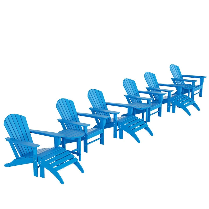 Fauteuil Adirondack Polytrends Altura 12 pièces en polyéthylène résistant aux intempéries avec repose-pieds et table d'appoint