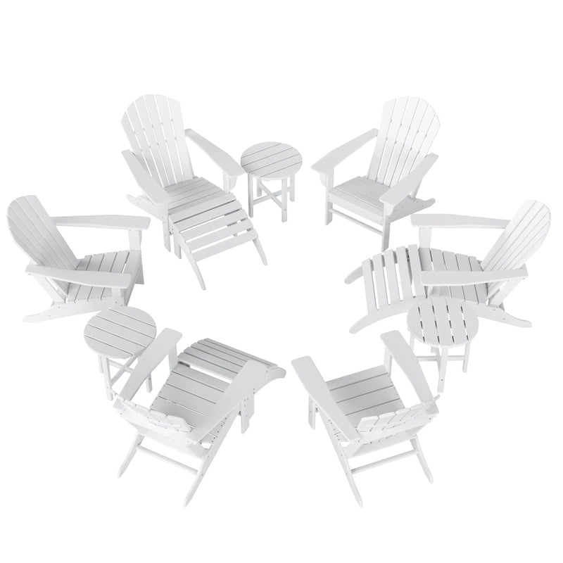 Fauteuil Adirondack Polytrends Altura 12 pièces en polyéthylène résistant aux intempéries avec repose-pieds et table d'appoint