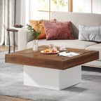 Table basse de ferme carrée, table basse LED en bois composite pour salon