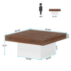 Table basse de ferme carrée, table basse LED en bois composite pour salon