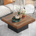 Table basse de ferme carrée, table basse LED en bois composite pour salon