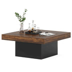 Table basse de ferme carrée, table basse LED en bois composite pour salon