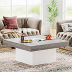 Table basse de ferme carrée, table basse LED en bois composite pour salon