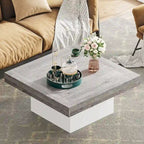 Table basse de ferme carrée, table basse LED en bois composite pour salon