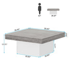 Table basse de ferme carrée, table basse LED en bois composite pour salon