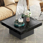 Table basse de ferme carrée, table basse LED en bois composite pour salon