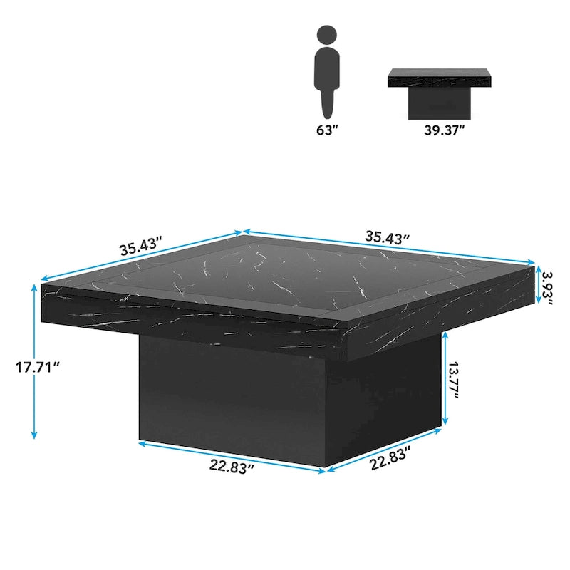 Table basse de ferme carrée, table basse LED en bois composite pour salon