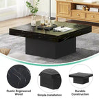 Table basse de ferme carrée, table basse LED en bois composite pour salon