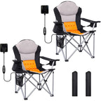 Chaise de camping chauffante, Chaise pliante de camping chauffante, Dossier de chaise réglable, Sac isotherme, Porte-gobelet et Support zippé