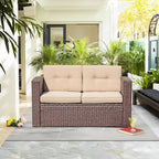 Causeuse d'extérieur en osier avec coussin