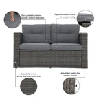 Causeuse d'extérieur en osier avec coussin