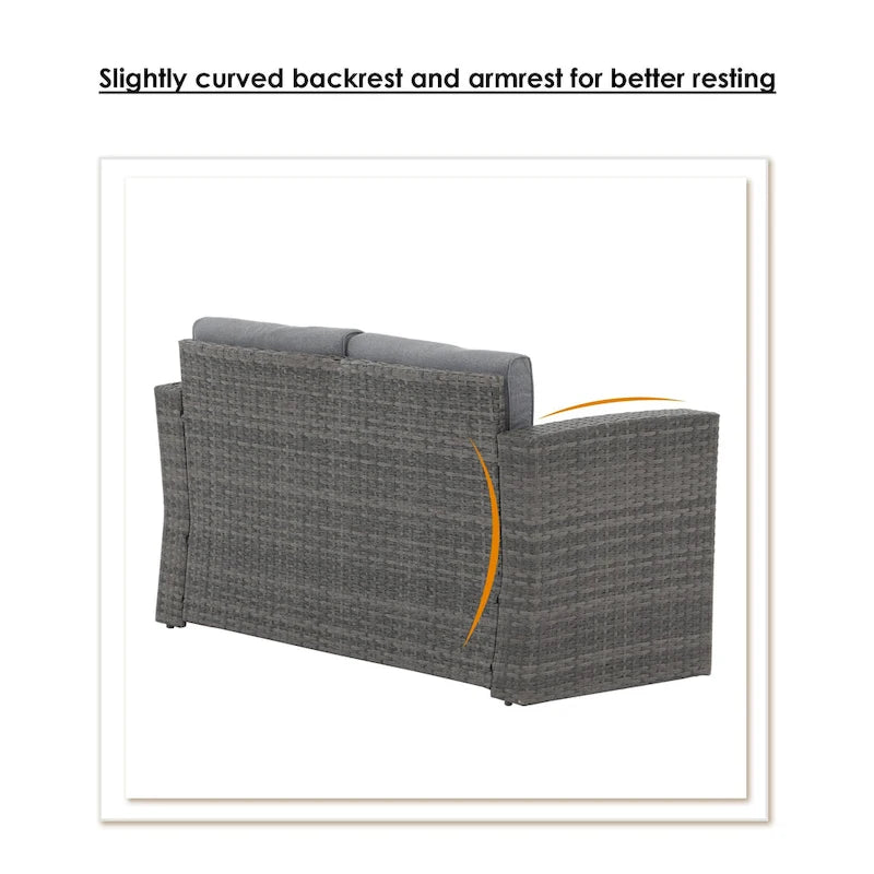 Causeuse d'extérieur en osier avec coussin