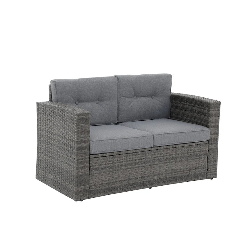 Causeuse d'extérieur en osier avec coussin