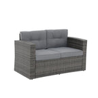 Causeuse d'extérieur en osier avec coussin