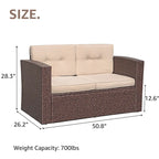 Causeuse d'extérieur en osier avec coussin
