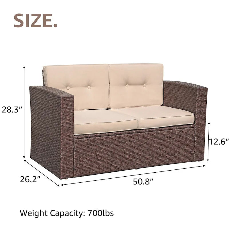 Causeuse d'extérieur en osier avec coussin