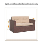 Causeuse d'extérieur en osier avec coussin