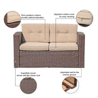 Causeuse d'extérieur en osier avec coussin