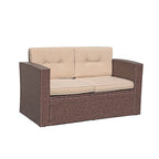 Causeuse d'extérieur en osier avec coussin