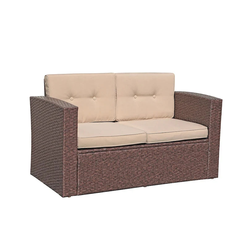 Causeuse d'extérieur en osier avec coussin