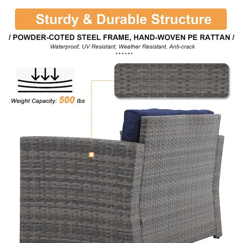 Causeuse d'extérieur en osier avec coussin