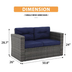 Causeuse d'extérieur en osier avec coussin