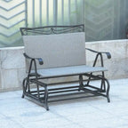 Banc double planeur en résine tressée Valencia/cadre en acier