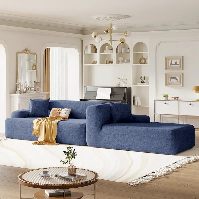 Grand canapé sectionnel modulable en L moderne pour salon