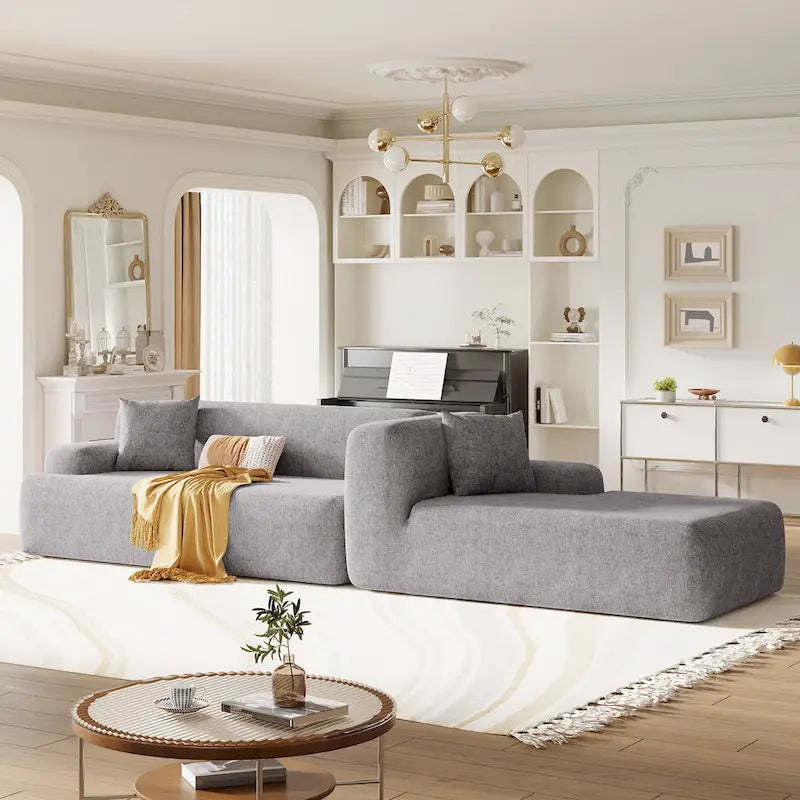 Grand canapé sectionnel modulable en L moderne pour salon