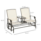 Balançoire de jardin Outsunny 2 places avec table centrale, cadre en acier pour jardin, terrasse, beige