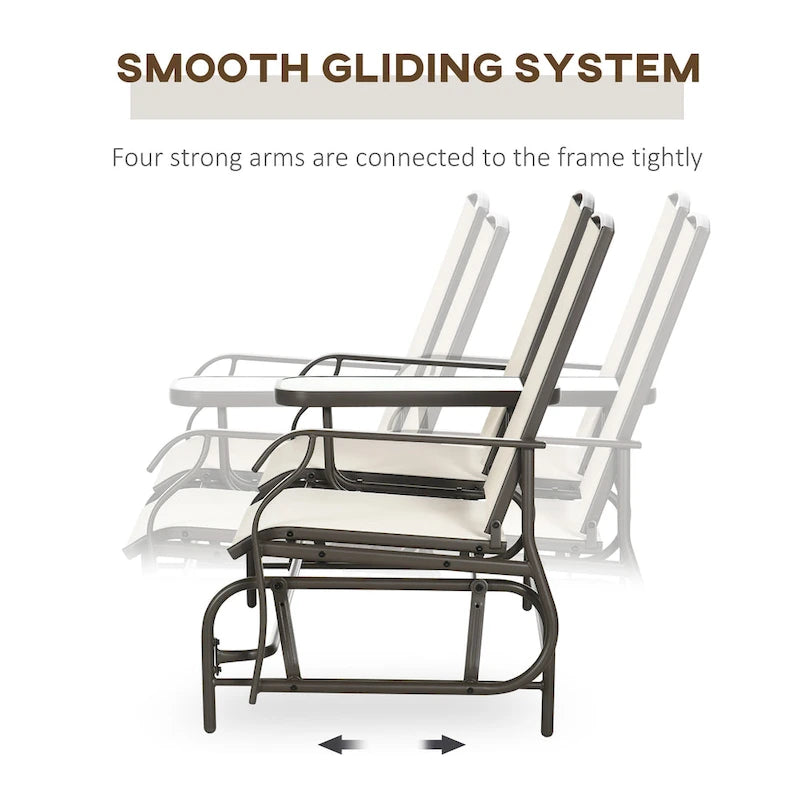 Balançoire de jardin Outsunny 2 places avec table centrale, cadre en acier pour jardin, terrasse, beige