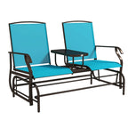 Balançoire de jardin Outsunny 2 places avec table centrale, cadre en acier pour jardin, terrasse, beige