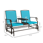 Balançoire de jardin Outsunny 2 places avec table centrale, cadre en acier pour jardin, terrasse, beige