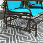 Balançoire de jardin Outsunny 2 places avec table centrale, cadre en acier pour jardin, terrasse, beige