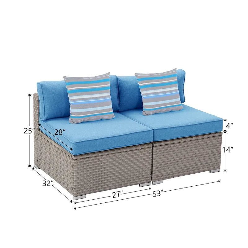 COSIEST Ensemble de 2 fauteuils de patio sans accoudoirs supplémentaires pour sectionnel