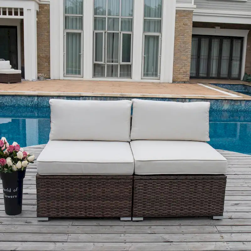 COSIEST Ensemble de 2 fauteuils de patio sans accoudoirs supplémentaires pour sectionnel