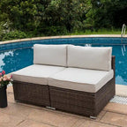COSIEST Ensemble de 2 fauteuils de patio sans accoudoirs supplémentaires pour sectionnel