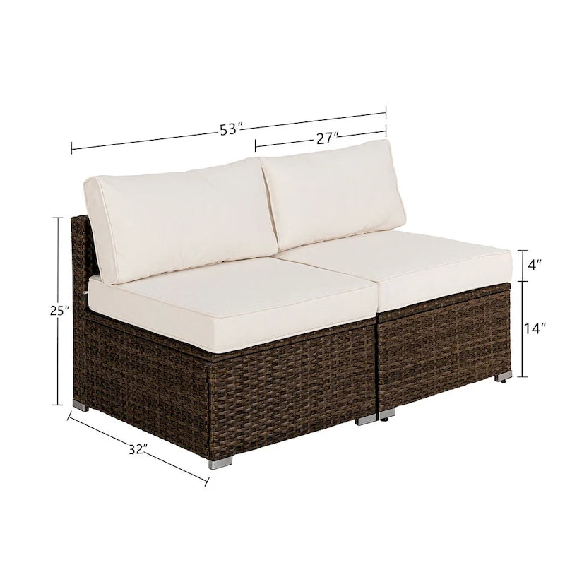 COSIEST Ensemble de 2 fauteuils de patio sans accoudoirs supplémentaires pour sectionnel