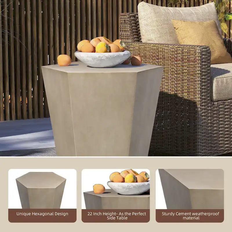 Table d'appoint ou table basse d'extérieur UPHA en béton de 24 pouces