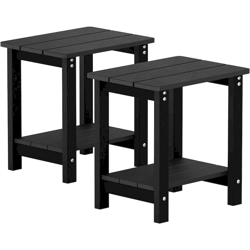 WINSOON Outside Adirondack Square Side Table, Weather Resistant Patio Table Double Layers Set Of 2