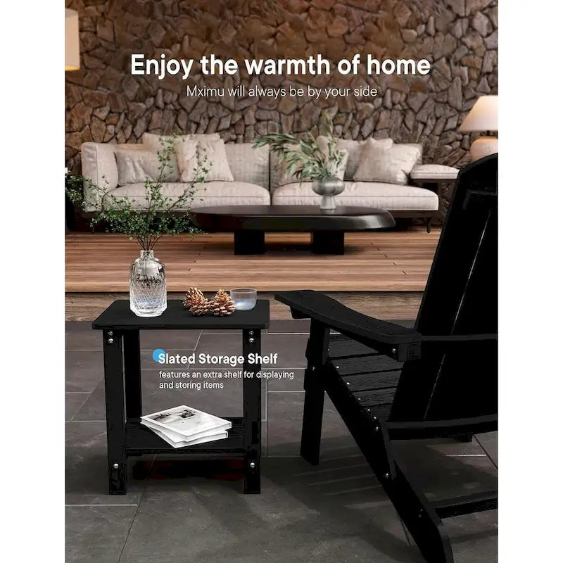 Table d'appoint carrée d'extérieur Adirondack WINSOON, table de patio résistante aux intempéries à double couche, lot de 2
