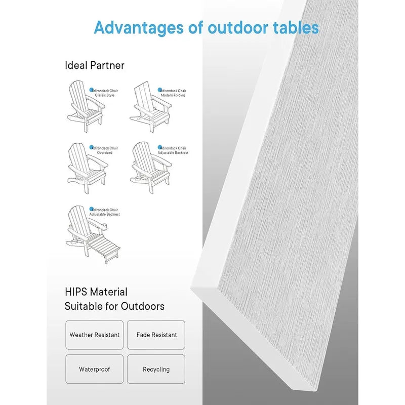 Table d'appoint carrée d'extérieur Adirondack WINSOON, table de patio résistante aux intempéries à double couche, lot de 2
