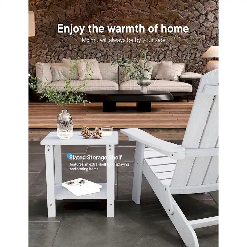 Table d'appoint carrée d'extérieur Adirondack WINSOON, table de patio résistante aux intempéries à double couche, lot de 2