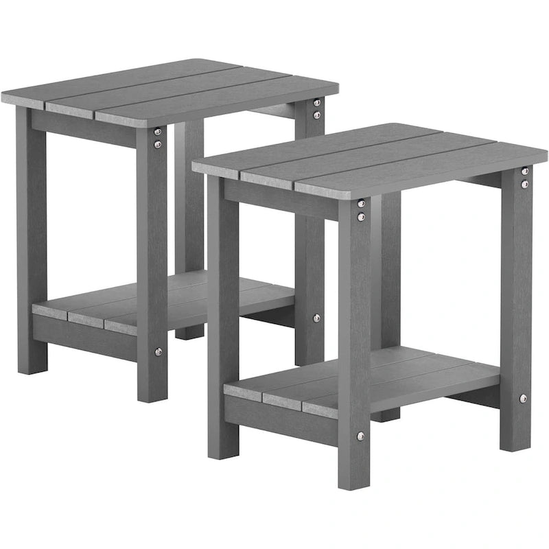 Table d'appoint carrée d'extérieur Adirondack WINSOON, table de patio résistante aux intempéries à double couche, lot de 2