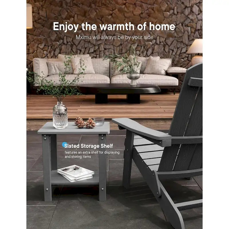 Table d'appoint carrée d'extérieur Adirondack WINSOON, table de patio résistante aux intempéries à double couche, lot de 2