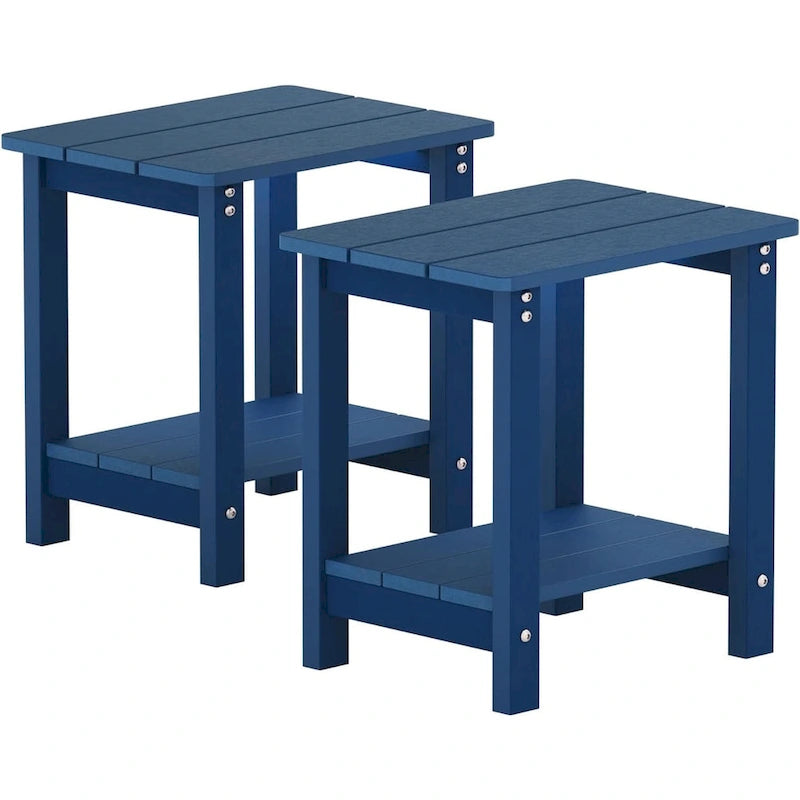 Table d'appoint carrée d'extérieur Adirondack WINSOON, table de patio résistante aux intempéries à double couche, lot de 2
