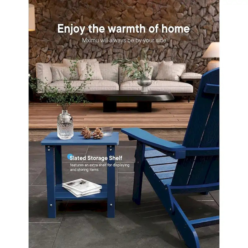 Table d'appoint carrée d'extérieur Adirondack WINSOON, table de patio résistante aux intempéries à double couche, lot de 2